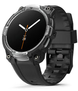 Galaxy Watch 8 44mm Case + Band | Rugged Gear - Black rugged watch case and silicone band with a clear protective bezel.