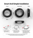 Galaxy Watch Active 2 44mm Case | Air Sports - Diagrams showing dimensions and three-step installation of a black watch case.