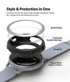 Galaxy Watch Active 2 (44mm) | Air Sports Black + Bezel Styling - Exploded view of watch case, tape, and bezel ring.