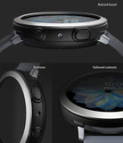 Galaxy Watch Active 2 (44mm) | Air Sports Black + Bezel Styling - Close-up views of watch buttons and raised silver bezel.