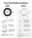 Galaxy Watch Active 2 (44mm) | Air Sports Black + Bezel Styling - Installation guide showing steps for watch case and bezel.