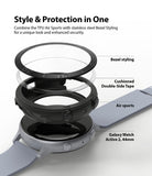 Galaxy Watch Active 2 (44mm) | Air Sports Black + Bezel Styling - Exploded view of watch case, tape, and bezel styling.
