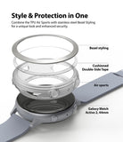 Galaxy Watch Active 2 (44mm) | Air Sports Matte Clear + Bezel Styling - Exploded view of watch case, tape, and bezel.
