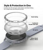 Galaxy Watch Active 2 (44mm) | Air Sports Matte Clear + Bezel Styling - Exploded view of watch case, tape, and bezel.