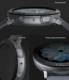 Galaxy Watch Active 2 (44mm) | Air Sports Matte Clear + Bezel Styling - Galaxy Watch Active 2 (44mm) - Close-up views of a matte clear case and black bezel styling with engraved markings.