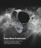 Galaxy Watch Active 2 (44mm) | Air Sports Matte Clear + Bezel Styling - Smartwatch with black bezel and grey strap in dust.
