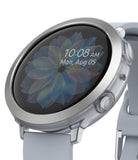 Galaxy Watch Active 2 (44mm) | Air Sports Matte Clear + Bezel Styling - Galaxy Watch Active 2 (44mm) - Silver smartwatch with clear protective case, metallic bezel, and light grey silicone band.