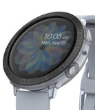 Galaxy Watch Active 2 (44mm) | Air Sports Matte Clear + Bezel Styling - Galaxy Watch Active 2 (44mm) - Matte clear protective case and black bezel styling on a grey smartwatch with floral face.