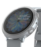 Galaxy Watch Active 2 44mm Case | Air Sports - A clear protective case on a silver smartwatch with a floral watch face.