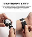 Watch Lug 20mm | Rubber One Bold Band - Design - Hands demonstrating how to detach the watch band and fasten the buckle.