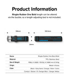 Watch Lug 20mm | Rubber One Bold Band - Design - Technical diagram showing dimensions and features of a black watch strap.