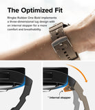 Watch Lug 20mm | Rubber One Bold Band - Design - Tan watch band on wrist with diagrams showing the internal lug stopper.