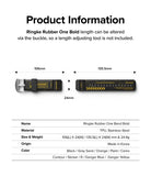Watch Lug 20mm | Rubber One Bold Band - Design - Technical diagram showing dimensions and features of a black and yellow watch strap.