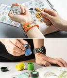 Watch Lug 20mm | Rubber One Bold Band - Design - Two views of patterned rubber watch bands on wrists with craft supplies.