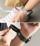 Watch Lug 20mm | Rubber One Bold Band - Design - Two views of a watch strap featuring topographic and starry designs.