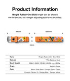 Watch Lug 20mm | Rubber One Bold Band - Design - Technical diagram showing dimensions and specs for an orange patterned watch strap.