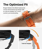 Watch Lug 20mm | Rubber One Bold Band - Design - Orange watch band on wrist with diagrams showing lug and stopper.