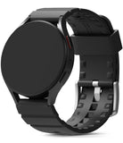 Watch Lug 20mm | Rubber One Bold Band - Black smartwatch with a textured silicone strap and silver buckle.