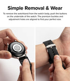 Watch Lug 20mm | Rubber One Bold Band - Hands detaching a black watch band and fastening the buckle on a wrist.