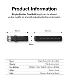 Watch Lug 20mm | Rubber One Bold Band - Technical diagram showing dimensions and specifications of a black watch strap.