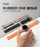 Watch Lug 20mm | Rubber One Bold Band - Beige, black, and orange silicone watch bands with silver buckles on a gray surface.
