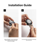 Watch Lug 20mm | Rubber One Bold Band - Two-step guide showing hands cleaning a watch face and sliding a band into the lug.