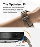 Watch Lug 20mm | Rubber One Bold Band - Close-up of a tan watch band on a wrist and a diagram showing the internal lug stopper.