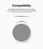 Watch Lug 20mm | Rubber One Bold Band - Watch Lug 20mm - Diagram showing a watch face with arrows indicating the 20mm lug width measurement for compatibility.