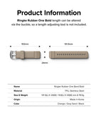 Watch Lug 20mm | Rubber One Bold Band - Technical diagram showing dimensions of a tan watch strap with a buckle.