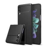 Galaxy Z Flip 3 Case | Slim - Matte black protective cases shown on a folded and unfolded Galaxy Z Flip 3 smartphone.