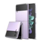 Galaxy Z Flip 3 Case | Slim - Two lavender Samsung Galaxy Z Flip 3 phones in clear slim cases, one folded and one open.