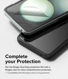 Galaxy Z Flip 5 Screen Protector | Dual Easy Film [2 Pack] - Galaxy Z Flip 5 Screen Protector - Protective film being applied to a Galaxy Z Flip 5 phone inside a Ringke case.