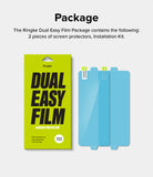 Galaxy Z Flip 5 Screen Protector | Dual Easy Film [2 Pack] - Lime green product box next to two blue screen protectors.