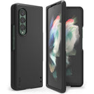 Galaxy Z Fold 3 Case | Slim - Matte black protective case shown from rear and front angles on a Galaxy Z Fold 3.