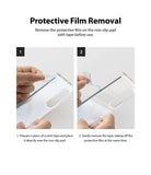 Galaxy Z Fold 3 Case | Slim - Two-step guide showing how to remove protective film from a phone case using adhesive tape.