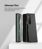 Galaxy Z Fold 3 Case | Slim - A black slim case on a Galaxy Z Fold 3, shown from the side and back on a white surface.