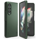 Galaxy Z Fold 3 Case | Slim - Dark green slim case for Galaxy Z Fold 3 shown from back and front angles.