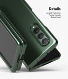 Galaxy Z Fold 3 Case | Slim - Dark green slim case on a Galaxy Z Fold 3 showing camera cutouts and protective bezels.