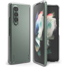 Galaxy Z Fold 3 Case | Slim - A matte green slim case on a Galaxy Z Fold 3 shown from the back and front.