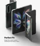 Galaxy Z Fold 3 Case | Slim - Three views of a Galaxy Z Fold 3 in a clear, slim protective case on a white background.