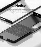 Galaxy Z Fold 4 Case | Slim - Black phone case interior with a permanent manufacturing sticker and warning text.