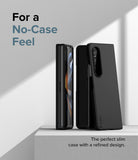 Galaxy Z Fold 4 Case | Slim - A black slim case on a Galaxy Z Fold 4, shown from the side and back on a white surface.