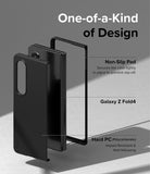 Galaxy Z Fold 4 Case | Slim - Exploded view of a black slim case on a Galaxy Z Fold 4 highlighting non-slip pads and polycarbonate.