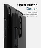 Galaxy Z Fold 4 Case | Slim - Close-up of black phone case showing open button cutouts for easy access to side controls.