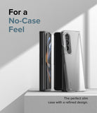 Galaxy Z Fold 4 Case | Slim - A clear, slim phone case displayed next to a folded Galaxy Z Fold 4 on a white platform.