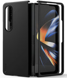 Galaxy Z Fold 4 Case | Slim - Matte black slim case for Samsung Galaxy Z Fold 4, shown partially open with abstract screen.