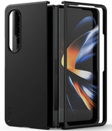 Galaxy Z Fold 4 Case | Slim - Matte black slim case for Samsung Galaxy Z Fold 4, shown partially open with abstract screen.