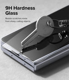 Galaxy Z Fold 5 Screen Protector | Cover Display Glass - Galaxy Z Fold 5 Screen Protector - A metal key pressing against a phone screen protector to demonstrate scratch resistance.