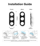 Galaxy Z Fold 5 | Camera Protector Glass [2 Pack] - Galaxy Z Fold 5 | Camera Protector Glass - Technical dimensions and four-step installation guide for camera lens protectors.