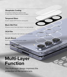 Galaxy Z Fold 5 | Camera Protector Glass [2 Pack] - Exploded view of multi-layer camera lens protector on a smartphone.